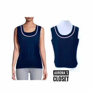 St. John 4 Black Santana Tank Pink Stripe Cropped Boxy $490